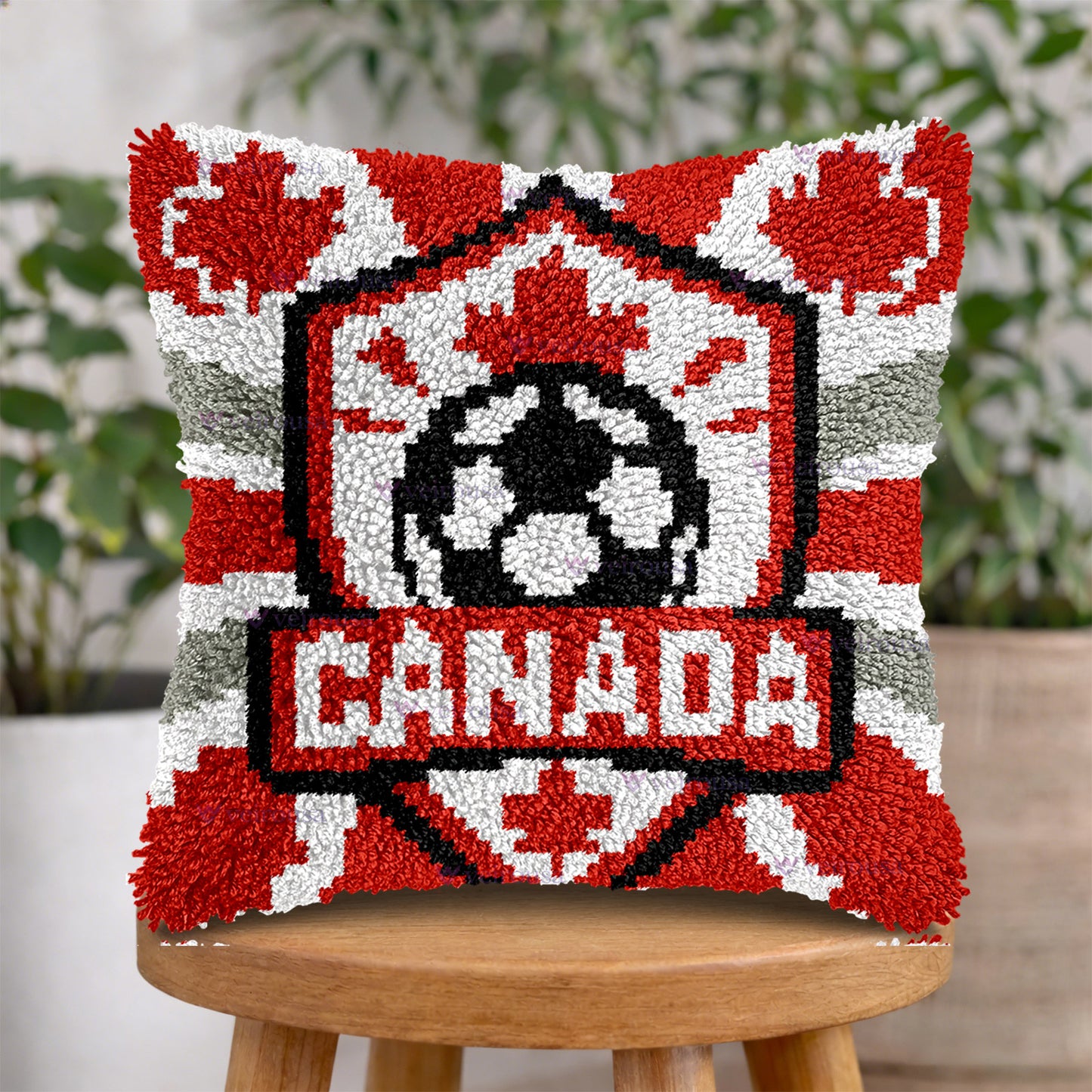 Veirousa Canada Soccer Team Latch Hook Pillow Kit