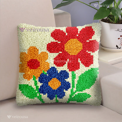 Veirousa Cartoon Sunflowers Latch Hook Pillow Kit
