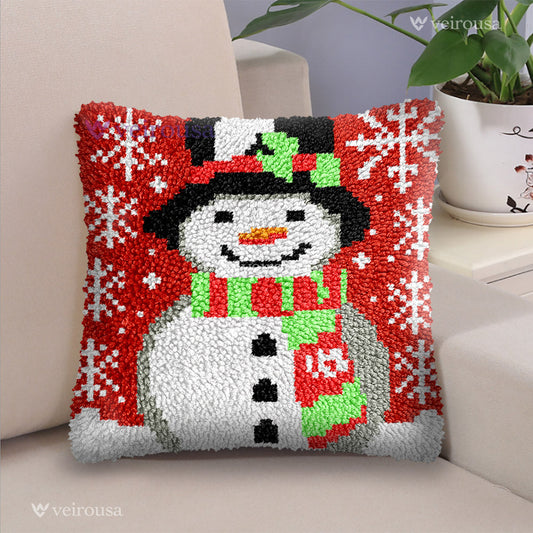 Veirousa Cheerful Snowman Latch Hook Pillow Kit