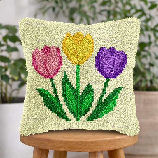 Veirousa Colorful Tulips Latch Hook Pillow Kit