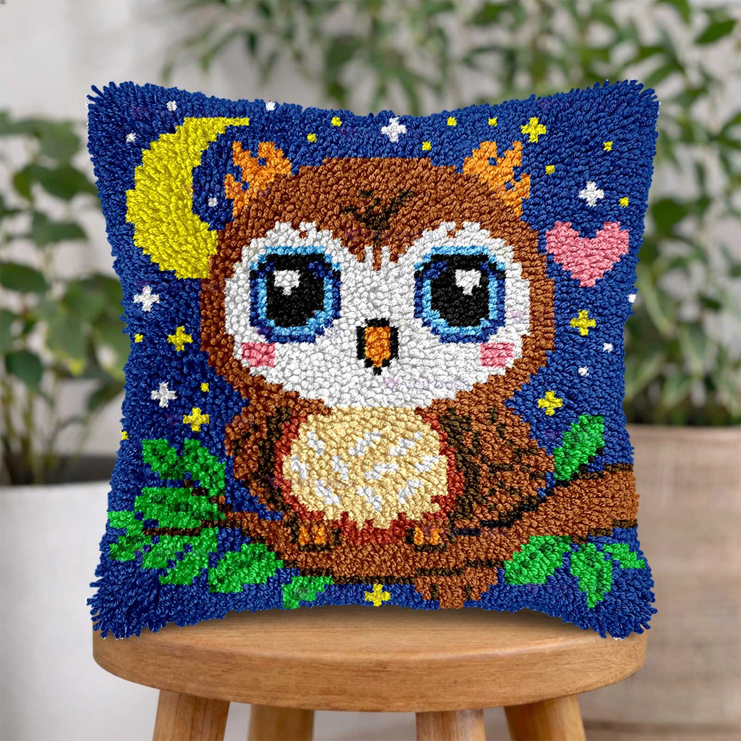 Veirousa Cute Owl Latch Hook Pillow Kit