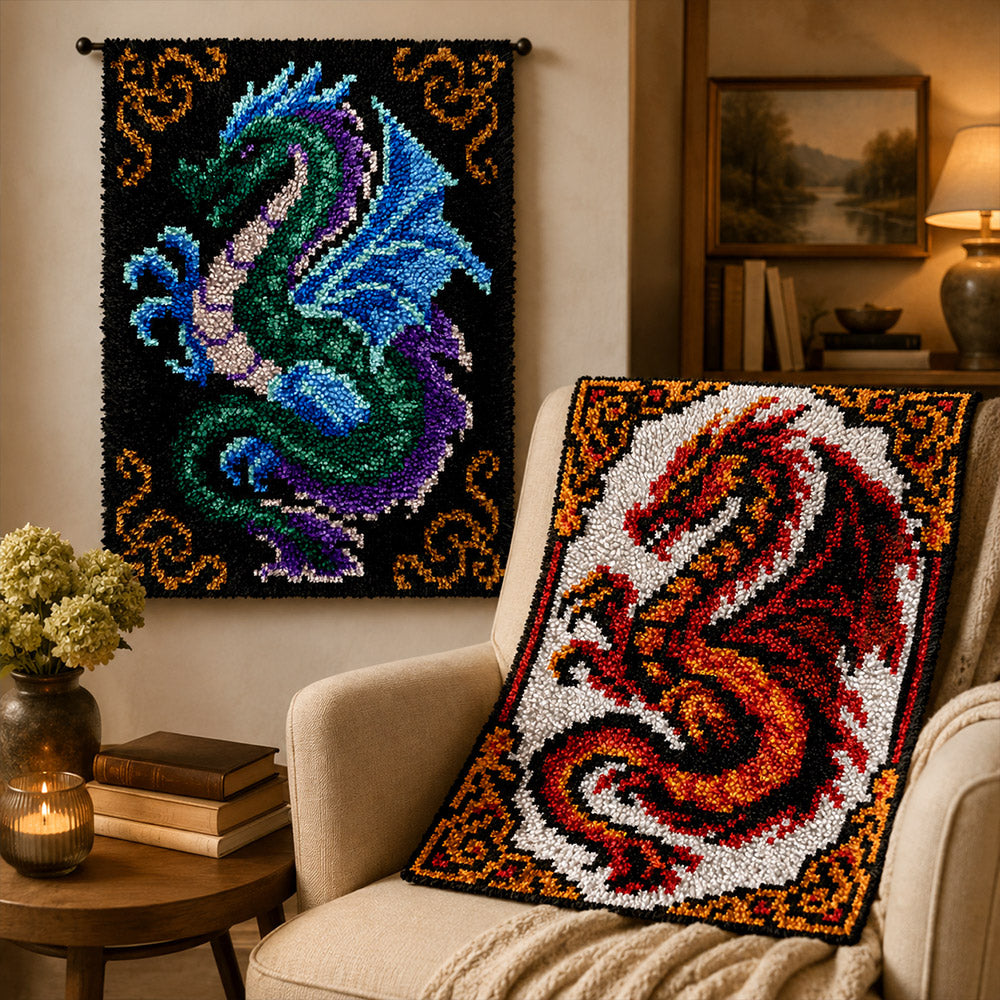 Veirousa Dragon Latch Hook Pillow Kit