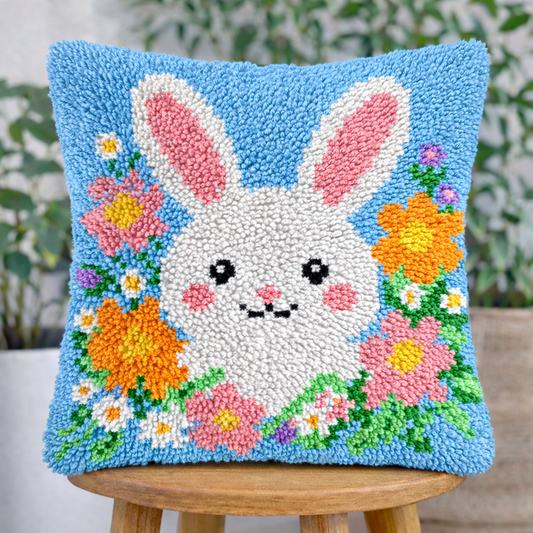 Veirousa Easter Bunny And Flowers Latch Hook Pillow Kit