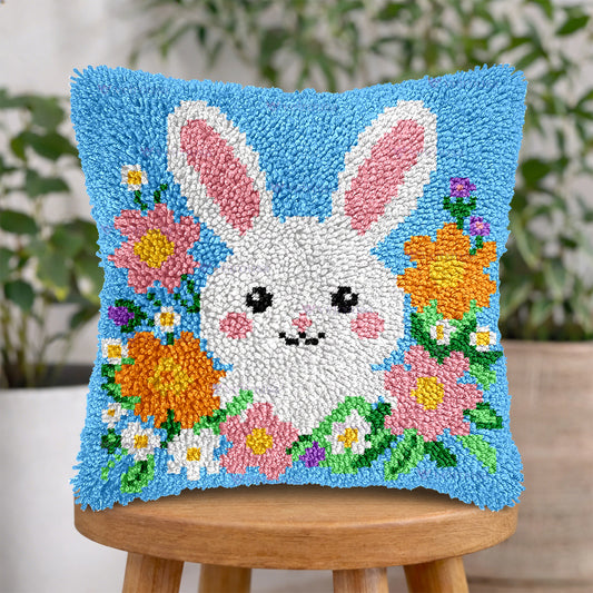 Veirousa Easter Bunny And Flowers Latch Hook Pillow Kit