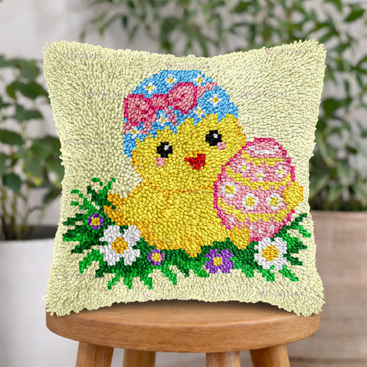 Veirousa Easter Chick And Egg Latch Hook Pillow Kit