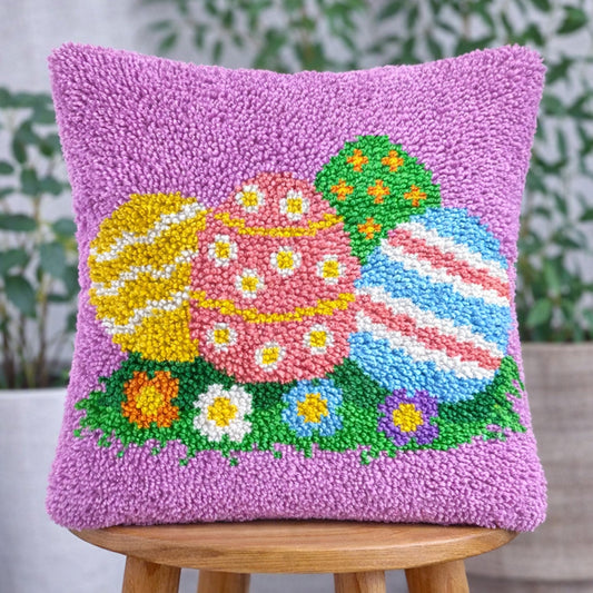 Veirousa Easter Colorful Eggs Latch Hook Pillow Kit