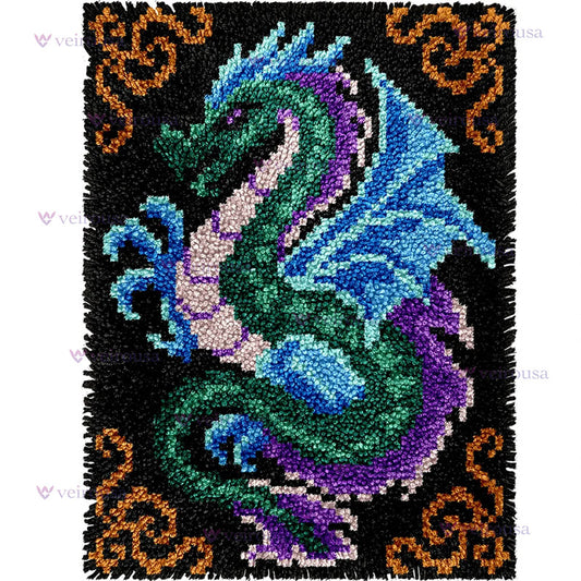 Veirousa Emerald Dragon Latch Hook Rug Kit