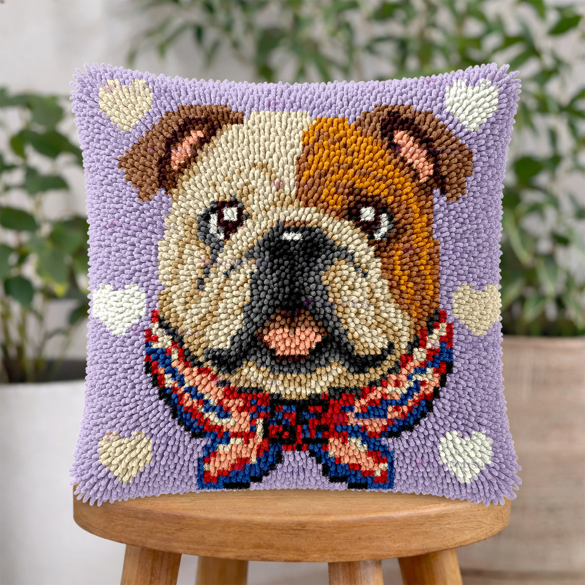 Veirousa English Bulldog Latch Hook Pillow Kit