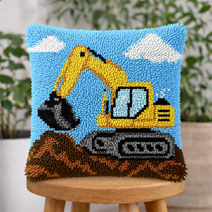 Veirousa Excavator Latch Hook Pillow Kit