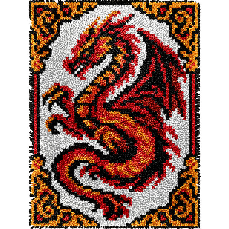 Veirousa Fire Dragon Latch Hook Pillow Kit