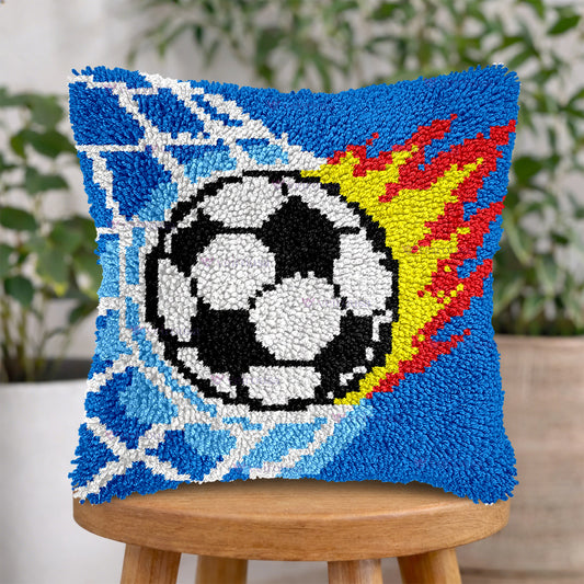Veirousa Flaming Soccer Ball Latch Hook Pillow Kit