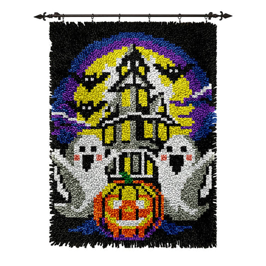 Veirousa Ghost Pumpkin Castle Halloween Latch Hook Rug Kit