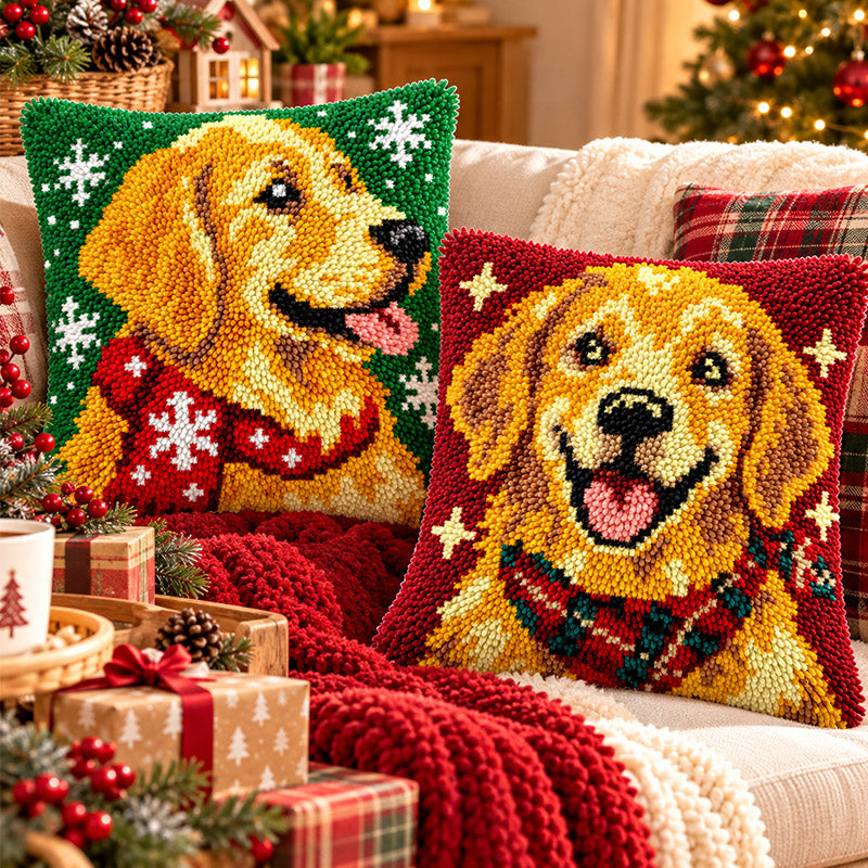 Veirousa Golden Retriever Latch Hook Pillow Kit