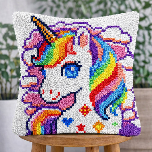 Veirousa Gorgeous Unicorn Latch Hook Pillow Kit
