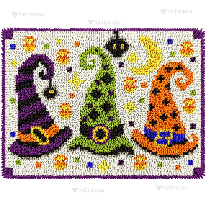 Veirousa Halloween Witch Hats Latch Hook Rug Kit