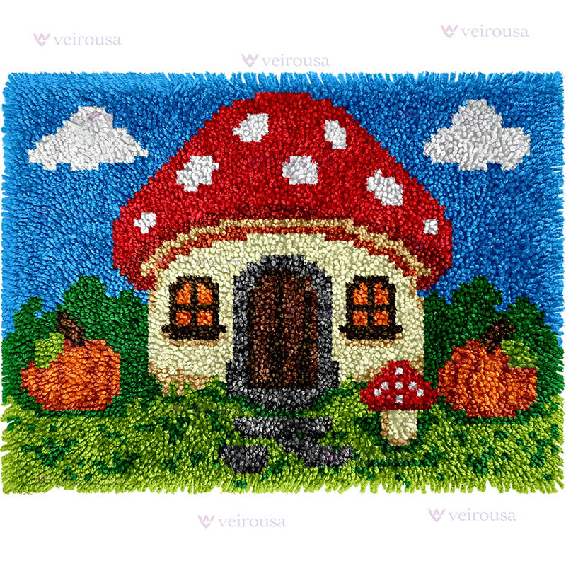 Veirousa Harvest Mushroom Cottage Latch Hook Rug Kit
