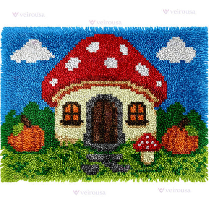 Veirousa Harvest Mushroom Cottage Latch Hook Rug Kit