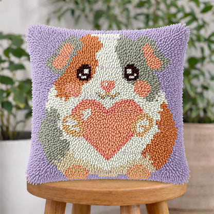 Veirousa Heart Guinea Pig Latch Hook Pillow Kit