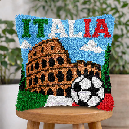 Veirousa Italy Soccer Team Latch Hook Pillow Kit