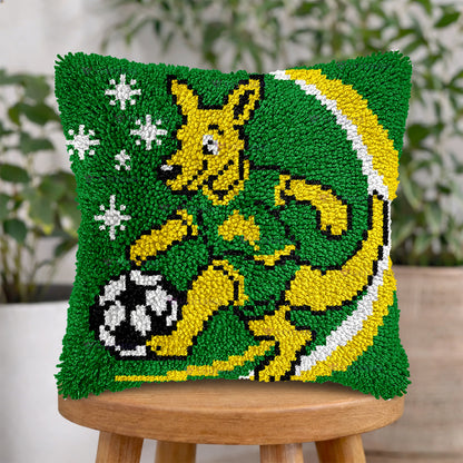 Veirousa Kangaroo Kick Soccer Latch Hook Pillow Kit