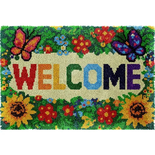 Veirousa Large Size Butterflies And Sunflowers Latch Hook Rug Kit