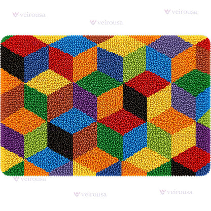 Veirousa Large Size Colorful Patchwork Latch Hook Rug Kit