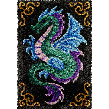 Veirousa Large Size Emerald Dragon Latch Hook Pillow Kit