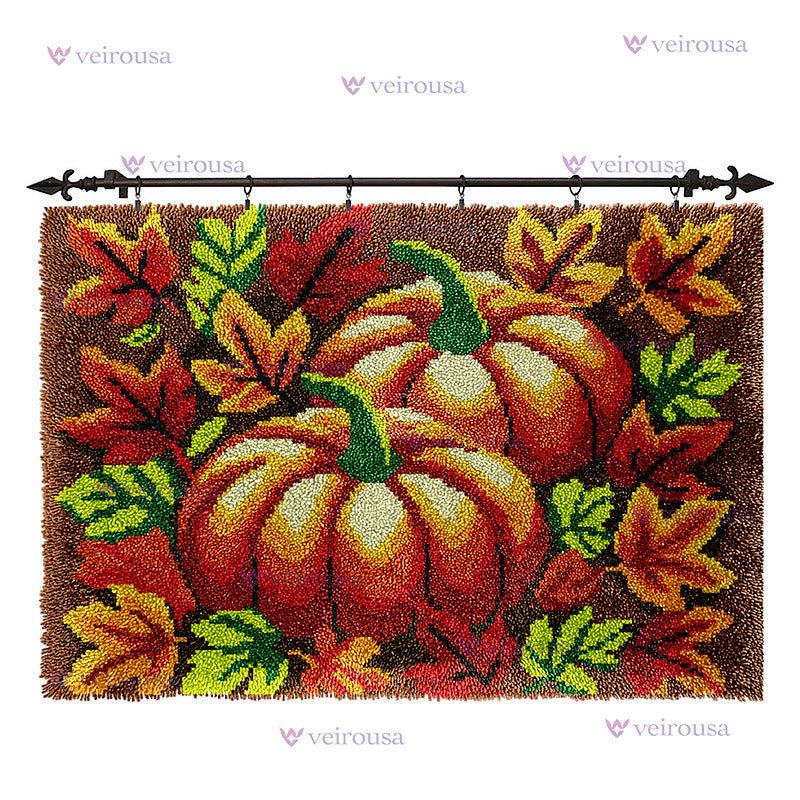 Veirousa Large Size Fall Harvest Pumpkin Latch Hook Rug Kit