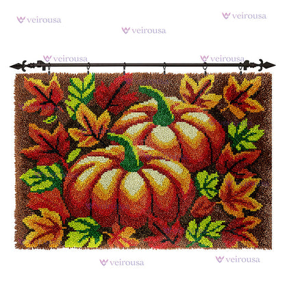 Veirousa Large Size Fall Harvest Pumpkin Latch Hook Rug Kit