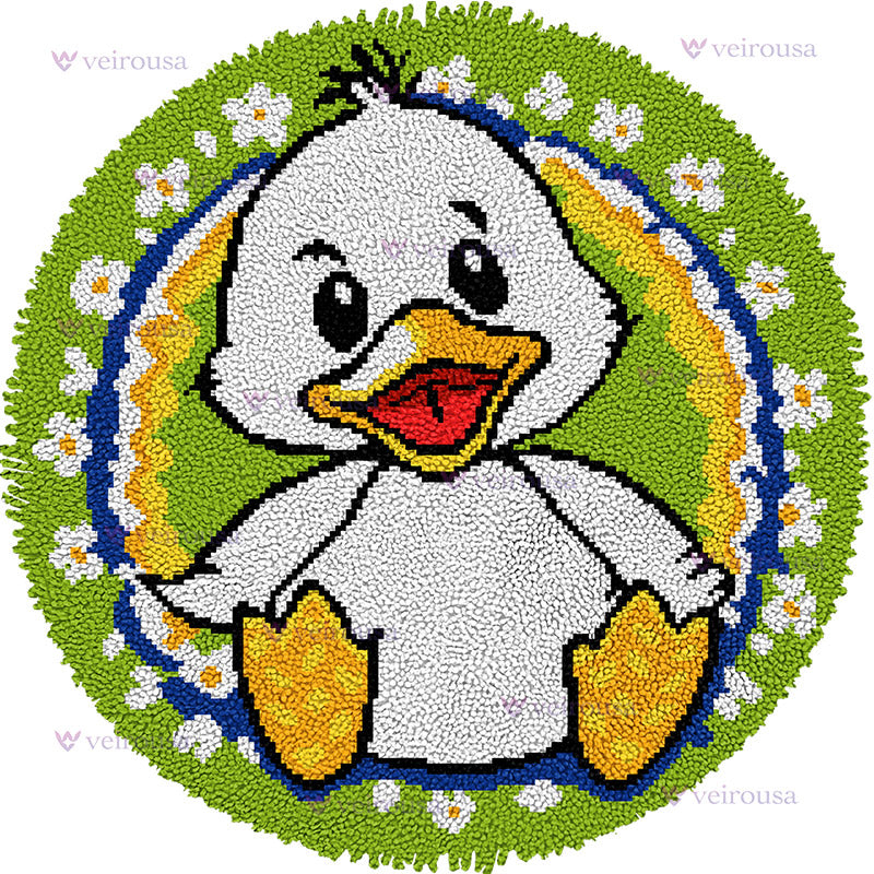 Happy Little White Duck Latch Hook Rug Kit