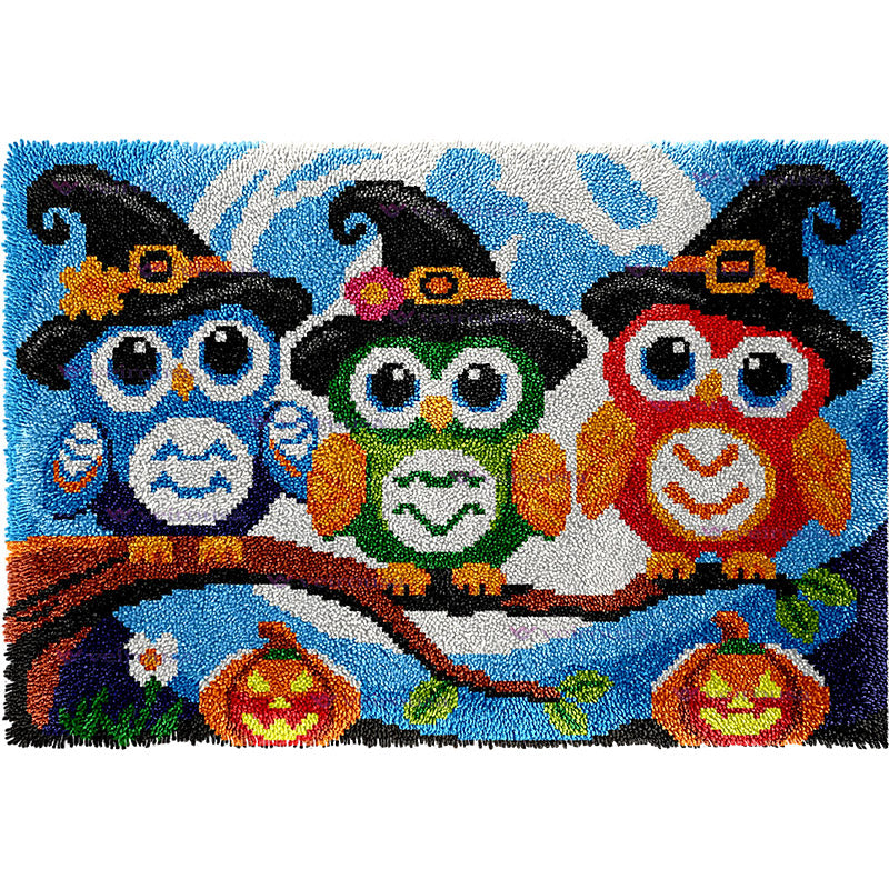 Veirousa Large Size Owl Witches Halloween Latch Hook Rug Kit