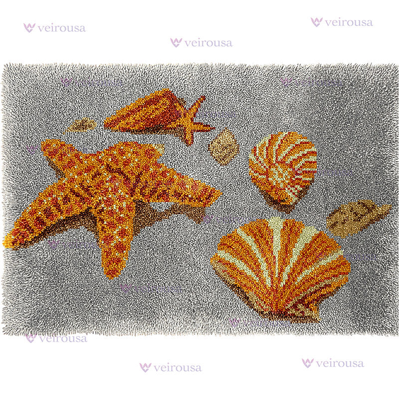 Veirousa Large Size Shells on the Beach Latch Hook Rug Kit