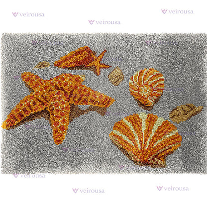 Veirousa Large Size Shells on the Beach Latch Hook Rug Kit