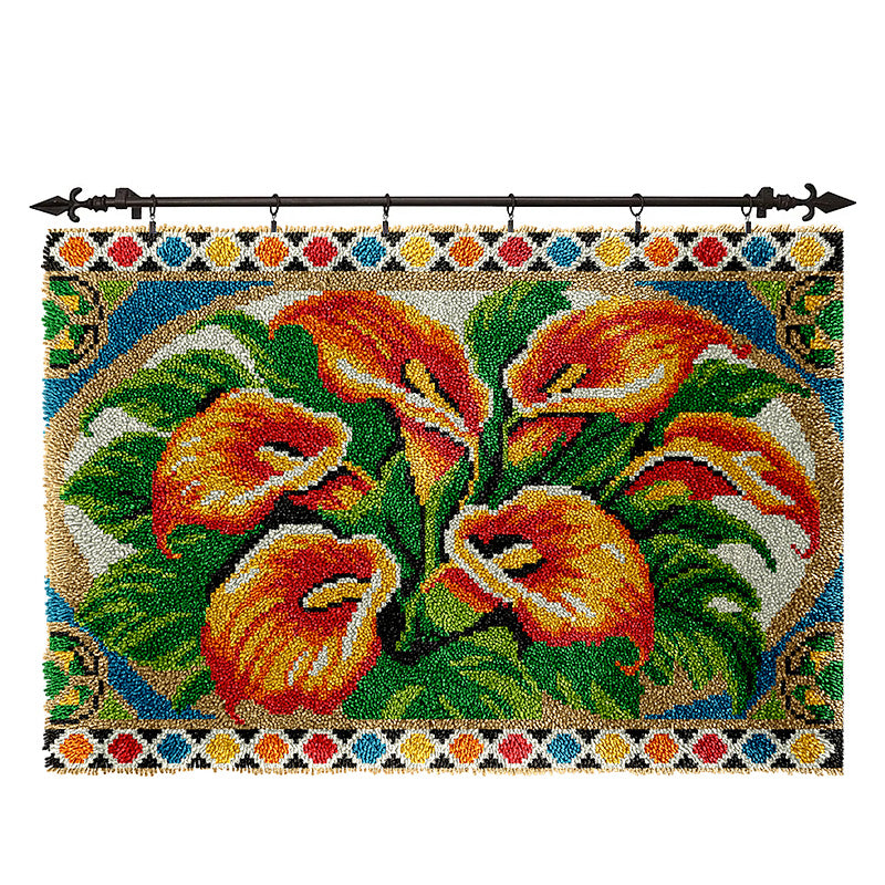 Veirousa Large Size Stained Glass Calla Lily Latch Hook Rug Kit