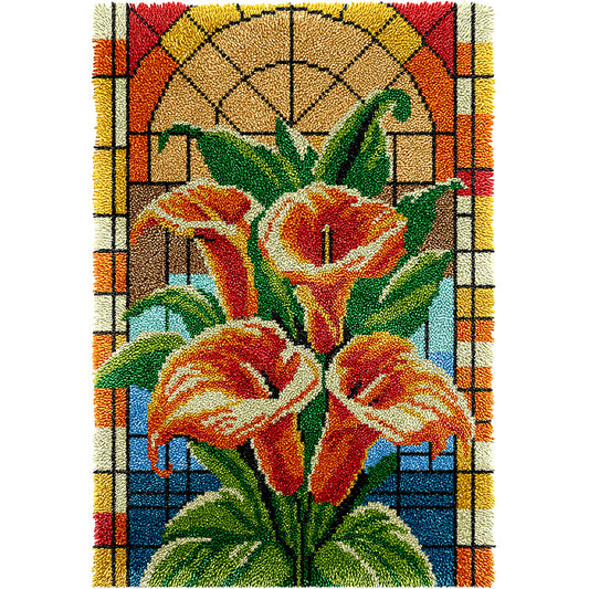 Veirousa Large Size Stained Glass Calla Lily Latch Hook Rug Kit
