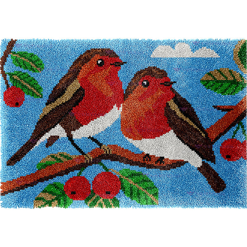 Veirousa Large Size Two Mockingbirds Latch Hook Rug Kit