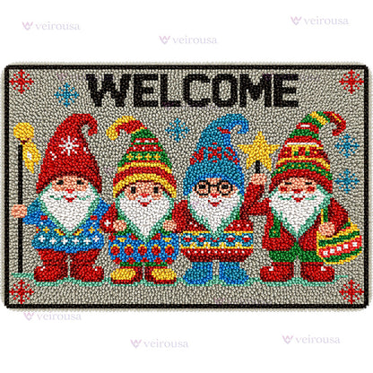 Veirousa Large Size Welcome Gnomes Latch Hook Rug Kit