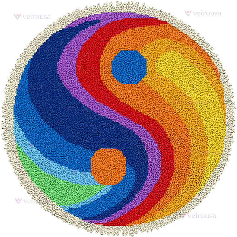 Veirousa Large Size Yin and Yang Round Latch Hook Rug Kit