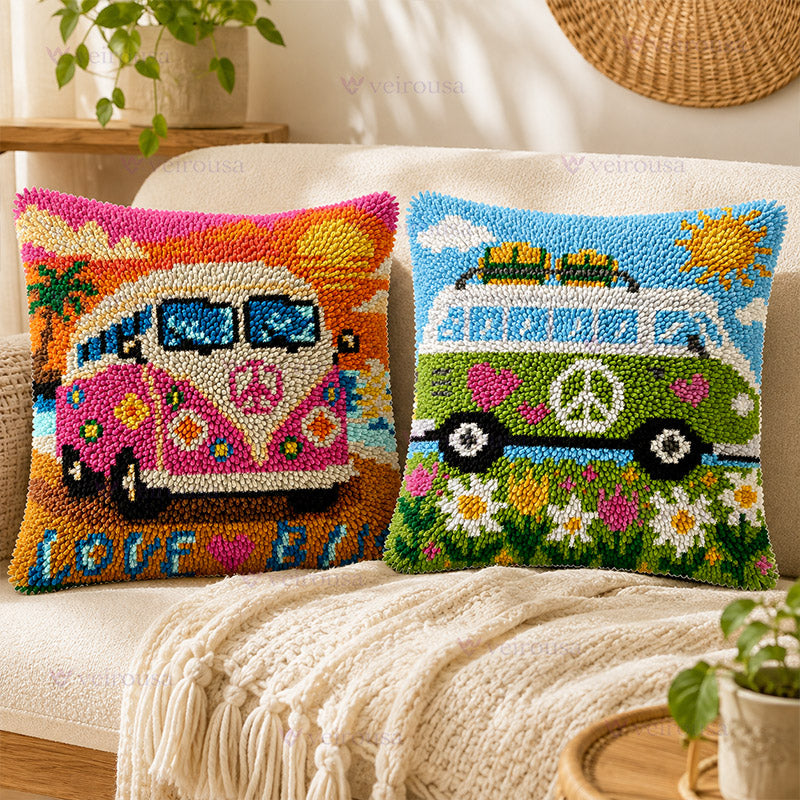 Veirousa Love Bus Latch Hook Pillow Kit