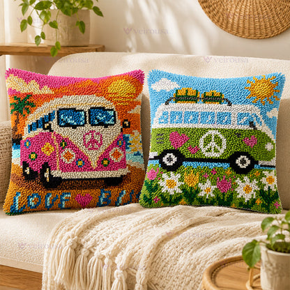 Veirousa Love Bus Latch Hook Pillow Kit