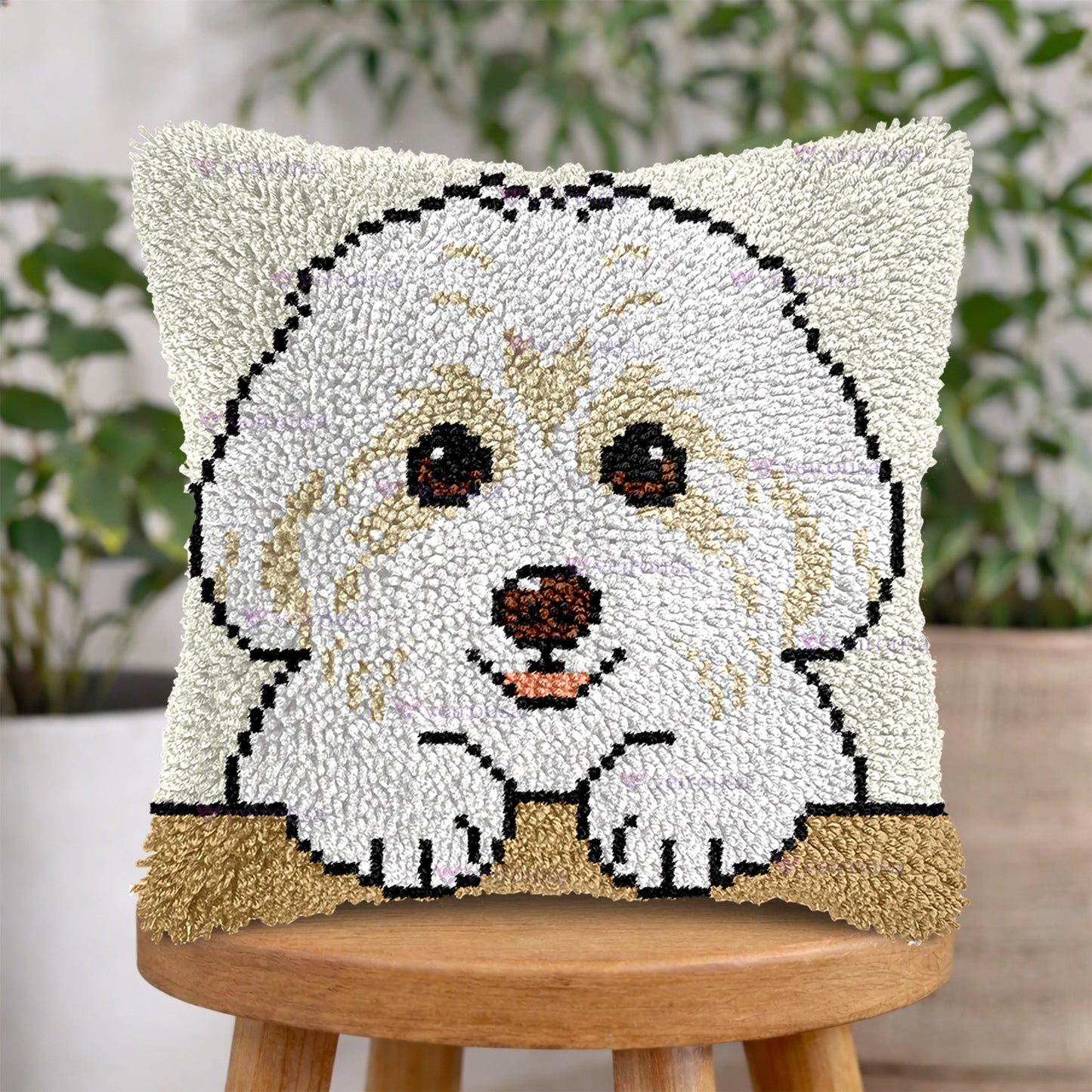 Veirousa Maltese Latch Hook Pillow Kit