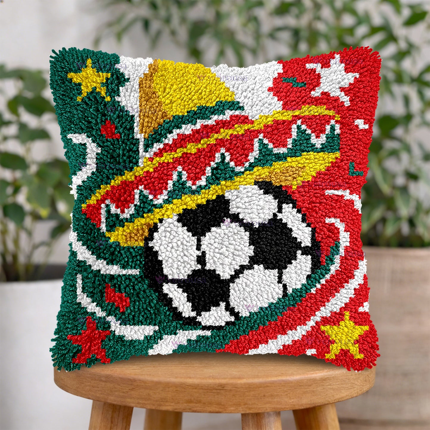 Veirousa Mexico Soccer Team Latch Hook Pillow Kit