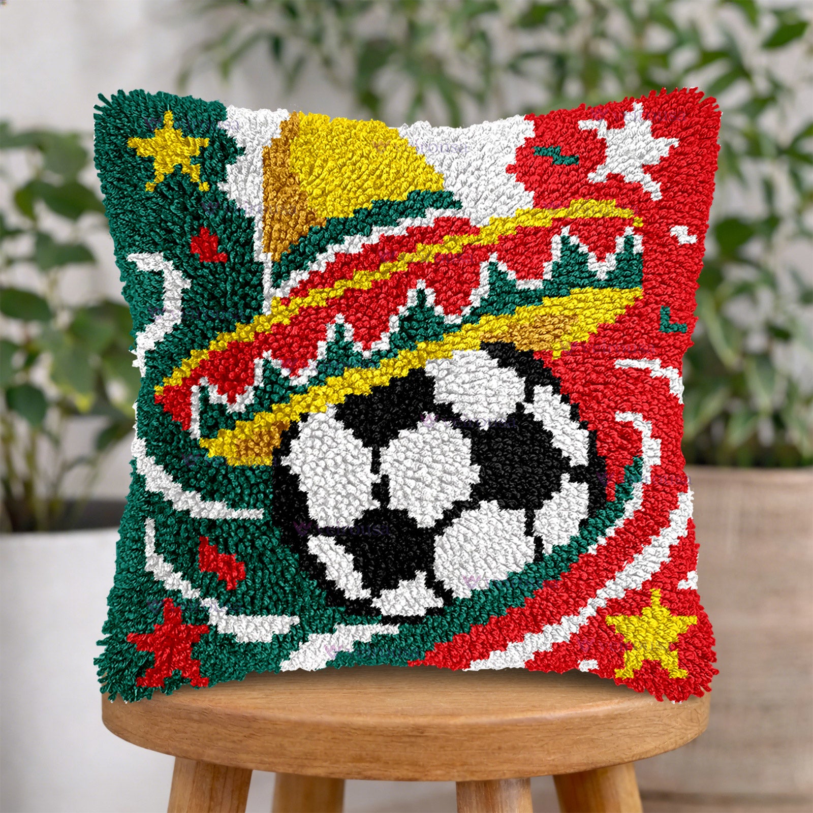 Veirousa Mexico Soccer Team Latch Hook Pillow Kit