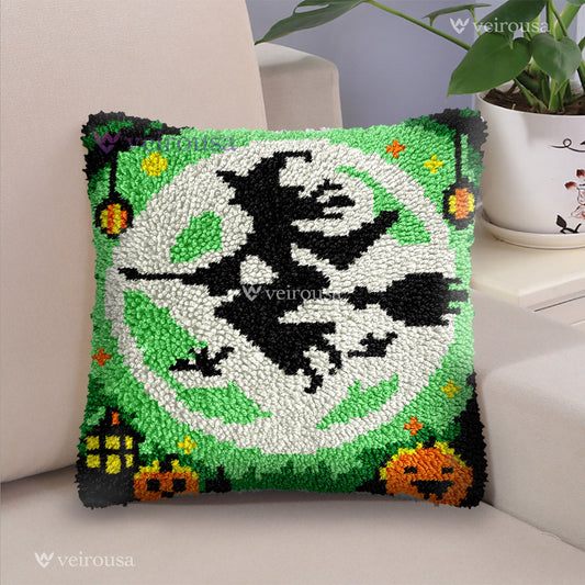 Veirousa Moon Witch Halloween Latch Hook Pillow Kit