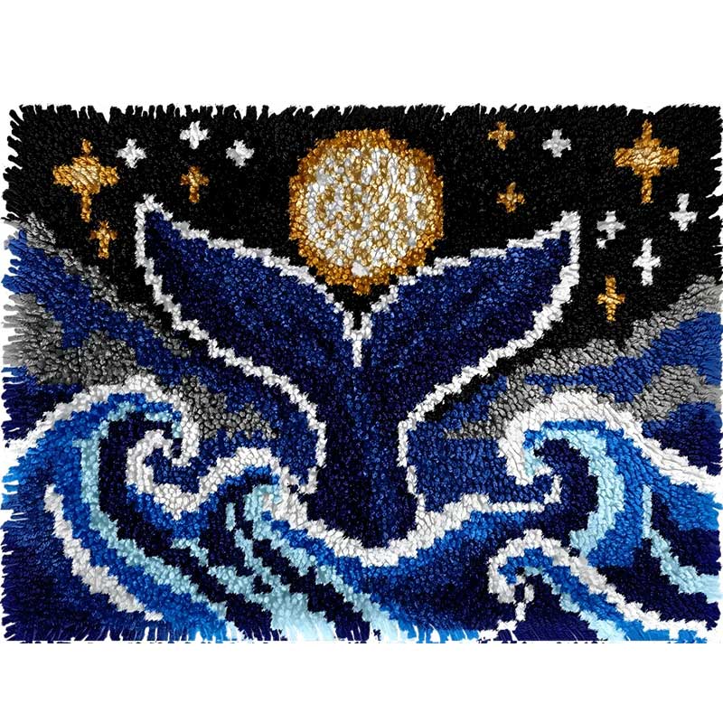 Veirousa Moonlit Whale Tail Latch Hook Rug Kit