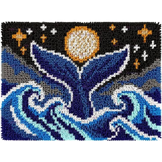 Veirousa Moonlit Whale Tail Latch Hook Rug Kit