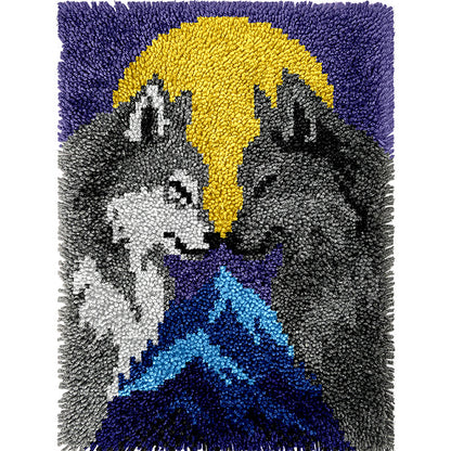 Veirousa Moonlit Wolves Mountain Latch Hook Rug Kit
