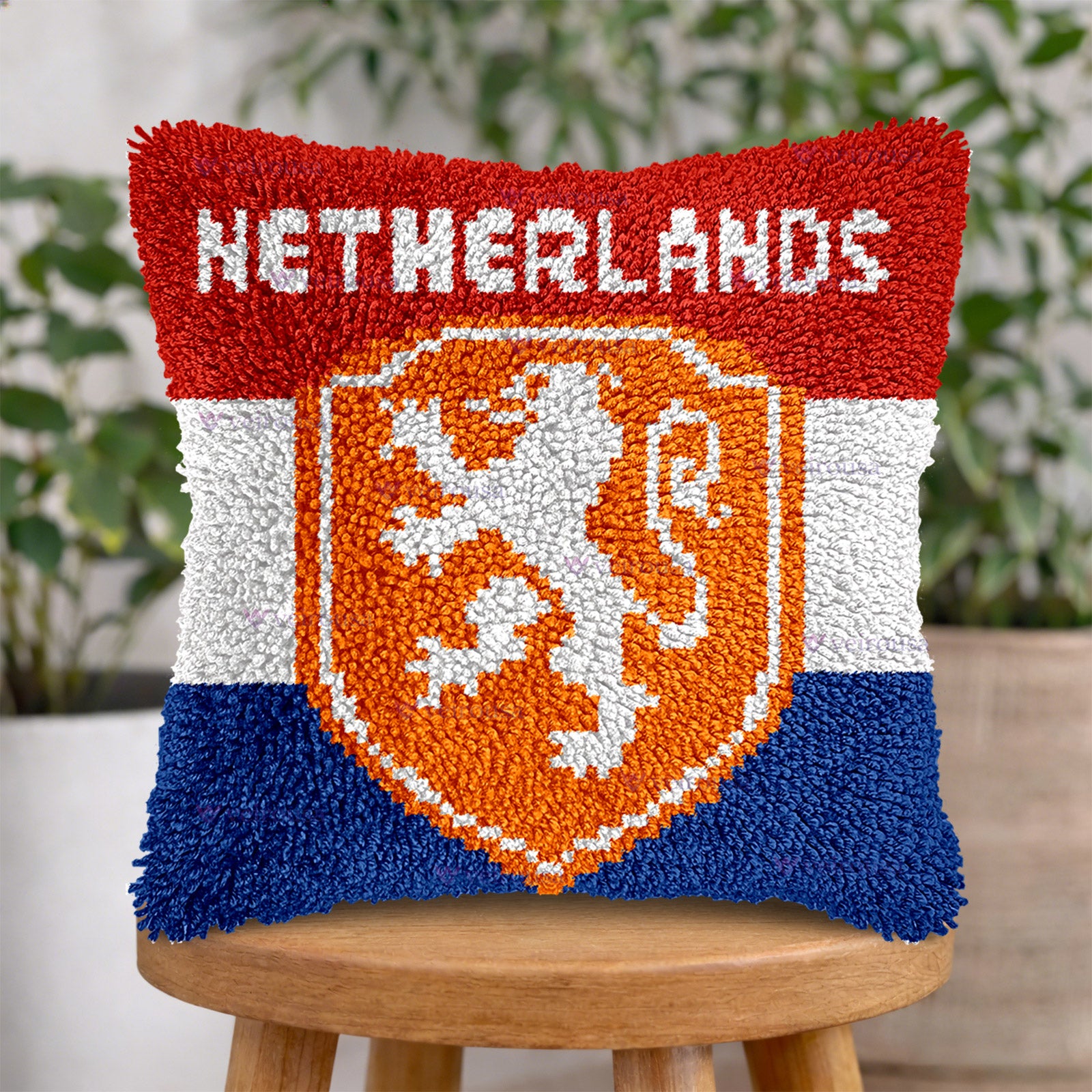 Veirousa Netherlands Soccer Team Latch Hook Pillow Kit