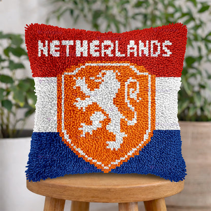 Veirousa Netherlands Soccer Team Latch Hook Pillow Kit