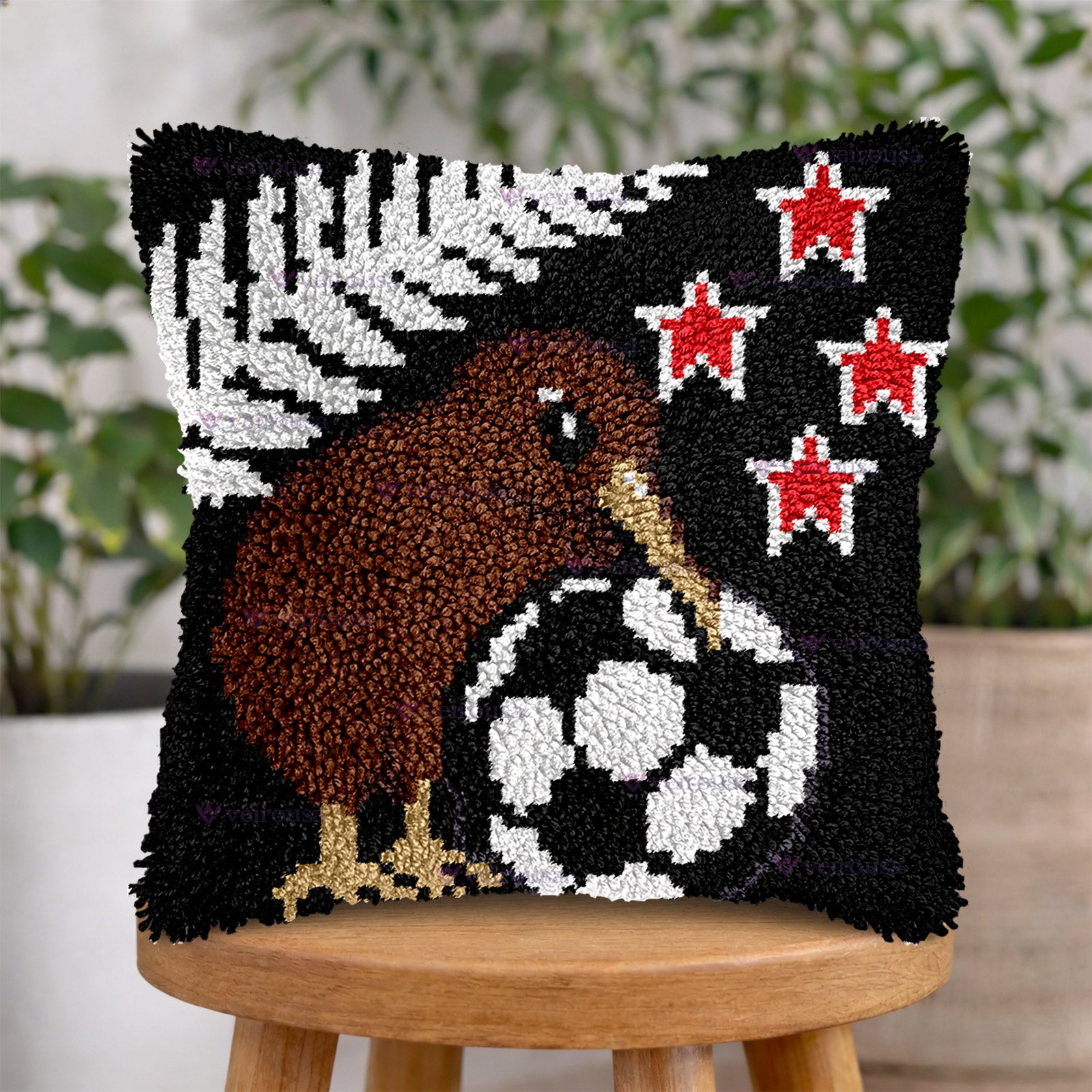 Veirousa New Zealand Kiwi Soccer Latch Hook Pillow Kit